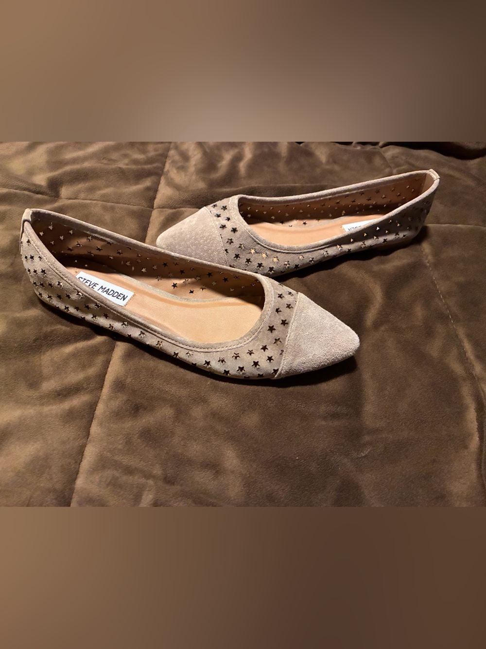 Steve Madden Anslee Star-Embellished Pointed Toe Flats, size 8, leather upper